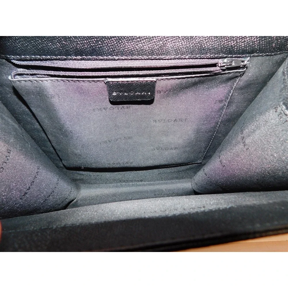 Bvlgari Black Textured Leather‎ Backpack Bag Italy